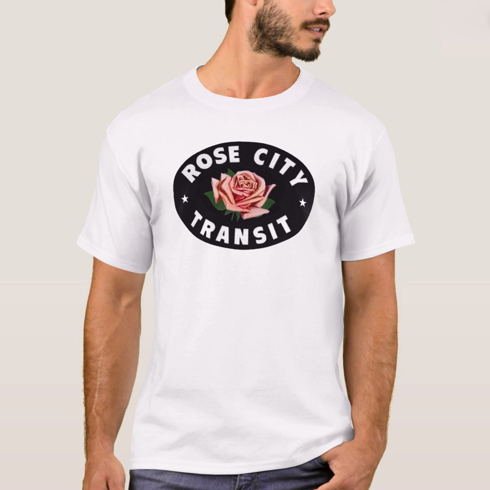 TriMet Rose City Transit shirt - floral logo in oval - white