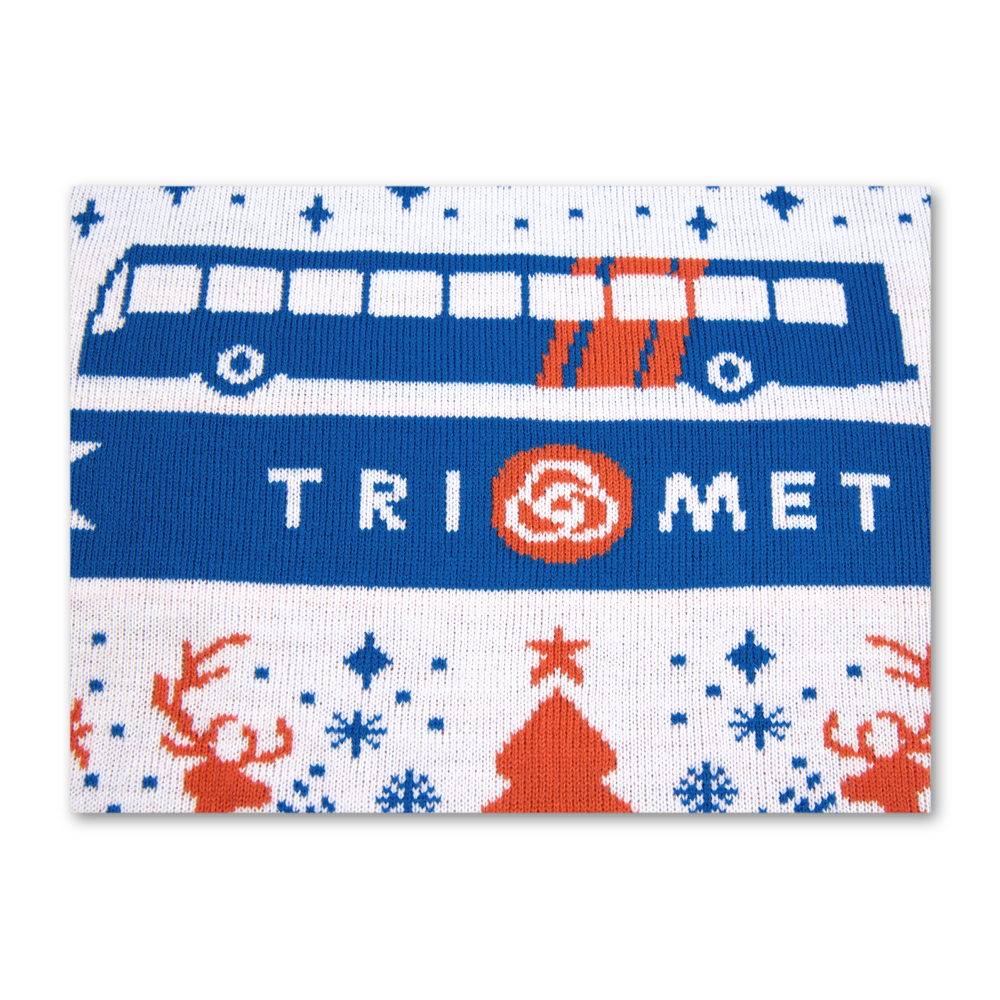 TriMet Ugly Sweater Decoration Close-Up - bus and TriMet logo